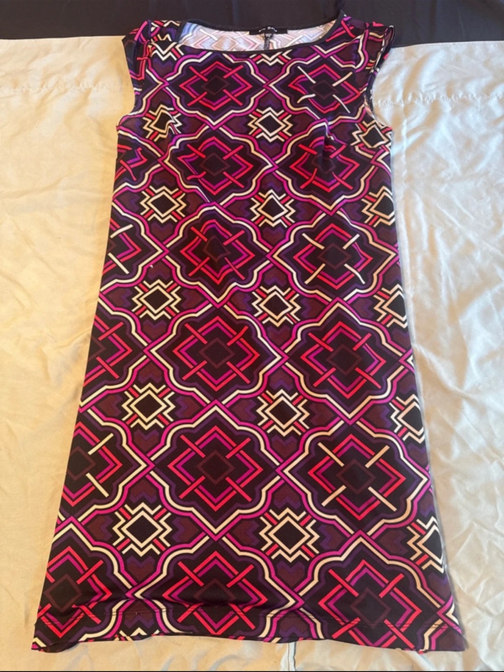 Blu Sage Purple and Pink Geometric A-Line Dress